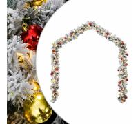 YUTAASU 20m Christmas Garland with 300 Warm White LED Lights, 8 Lighting Modes, Flocked Snow & 128 Red Gold Balls for Indoor Outdoor Holiday Decor