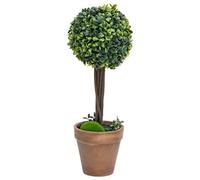 YUTAASU Albero di bosso artificiale in polietilene, 2 pezzi, con vaso a forma di sfera, verde, 41 cm, per interni ed esterni