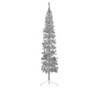 YUTAASU Albero di Natale Artificiale Argento Mezzo Tondo 210 cm, Albero Sottile Salvaspazio con 290 Punte in PVC Realistico, Decorazione Economica e Riutilizzabile