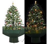 YUTAASU Albero di Natale Artificiale con Sistema Nevoso, Luci LED e Decorazioni Rosso Oro, 75 cm con Effetto Nevicata Regolabile e Melodia Natalizia per Interni