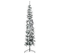 YUTAASU Albero di Natale Artificiale Mezzo Tondo con Neve Fioccata Bianca, 210 cm Verde e Bianco in PVC e Acciaio, Design Sottile Salvaspazio per Decorazioni Festive,