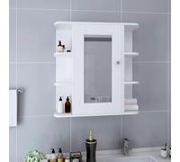 YUTAASU Armadietto Bagno a Specchio con 8 Scomparti, Bianco e Argento, in Vetro e MDF Melaminico, Mobile Contemporaneo per Saponi e Shampoo, 66 x 17 x 63 cm