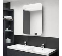 YUTAASU Armadietto da Bagno con Specchio e Luci LED Integrate, Bianco e Rovere, 60x11x80 cm, 2 Ripiani Interni, Illuminazione a LED per Trucco e Cura della Pelle, Mobile da Parete
