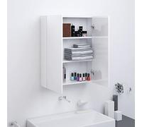 YUTAASU Armadietto Specchio Bagno Moderno con 2 Ante e 3 Ripiani, Mobile da Parete in MDF e Vetro, Colore Bianco Lucido, 60x15x75 cm, per Saponi e Shampoo, Facile Montaggio, Design