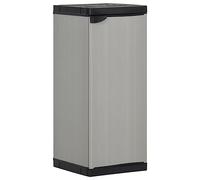 YUTAASU Armadio da Giardino in Plastica Grigio Nero con Anta e Ripiano, Mobile da Esterno Resistente in PVC e PP per Terrazza, Armadietto Portautensili Compatto 35x40x85 cm