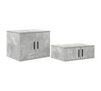 YUTAASU Armadio moderno grigio cemento, 103 x 41 x 40 cm, con ante a cerniera e ripiani aperti, armadio da soggiorno in legno con maniglie nere