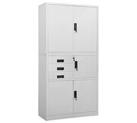 YUTAASU Armadio Schedario Ufficio in Acciaio con 3 Cassetti a Sfere, 3 Ripiani Regolabili e Vano Interno, Design Resistente per Archiviazione, Grigio Chiaro 90x40x180 cm