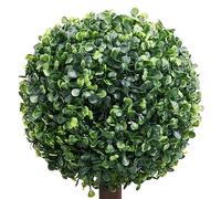YUTAASU Bosso artificiale a forma di sfera, 118 cm, con vaso e tronco di eucalipto, pianta decorativa per interni ed esterni, colore verde