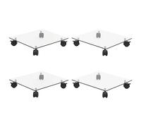 YUTAASU Carrello Portavasi con Ruote Girevoli 360° e Piano in Vetro Temperato 5mm - Supporto per Piante da Interno ed Esterno, Design Compatto 35x35 cm, 4 Pezzi