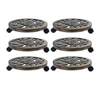 YUTAASU Carrello Portavasi Rotelle Bronzo 38cm con Sottovaso, 6 Pezzi Piattaforme Mobili per Piante in Plastica PP Resistente UV e Intemperie, Ruote Girevoli 360°