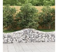 YUTAASU Cestello Gabbione in Ferro Zincato Argento 200x50x40/60 cm per Barriere Fonoassorbenti da Giardino - Struttura Stabile con Ganci Rinforzati - Ideale per Muri