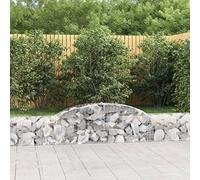 YUTAASU Cestello Gabbione in Ferro Zincato Argento 300x30x40/60 cm per Barriere Fonoassorbenti da Giardino - Struttura Stabile con Ganci Rinforzati - Ideale per Muri