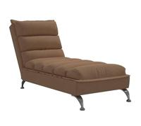 YUTAASU Chaise longue con cuscino, tessuto marrone traspirante e resistente, con gambe in metallo e doghe in compensato per una buona distribuzione del peso e stabilità