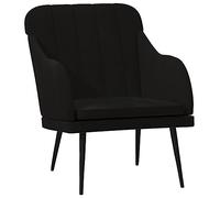 YUTAASU Comoda poltrona in velluto con schienale e braccioli imbottiti, nero, 63 x 76 x 80 cm, robusta struttura in metallo per la stabilità, istruzioni di montaggio incluse (lingua italiana non