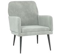 YUTAASU Comoda poltrona in velluto grigio chiaro con struttura in metallo, schienale e braccioli imbottiti, 62 x 79 x 79 cm, per una seduta rilassante, istruzioni di montaggio incluse (lingua italiana