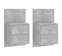 YUTAASU Comodini da parete 2 pezzi, grigio cemento, comodino sospeso con cassetto in legno, montaggio a parete salvaspazio per camera da letto, multifunzionale come tavolino per libri