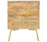 YUTAASU Comodino rustico in legno di mango massiccio, 40 x 30 x 50 cm, con 2 cassetti per l'ordine, lucidato e laccato per un look elegante, venature uniche del legno, con supporto da parete per