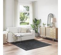 YUTAASU Dark Charcoal Square Polypropylene Rug for Modern Living Room, Non-Slip Minimalist Design with Stain-Resistant Fibers for High-Traffic Areas