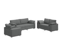 YUTAASU Divano 3 pezzi grigio scuro misto lino con poltrona, 2 posti e 3 posti, 219 x 80 x 82 cm, moderno divano soggiorno con struttura in metallo e compensato