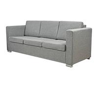 YUTAASU Divano 3 posti in tessuto grigio chiaro con fodere sfoderabili, federe lavabili, struttura in legno robusto e gambe cromate, facile montaggio, max 110 kg per seduta