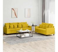 YUTAASU Divano a 2 e 3 Posti in Velluto Giallo, Set Componibile con Cuscini, Struttura in Compensato e Metallo Stabile, Morbido Tessuto Poliestere per Soggiorno