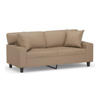 YUTAASU Divano a 2 posti con cuscino decorativo marrone cappuccino, 140 cm, in ecopelle con robusta struttura in metallo e sedute imbottite per un comodo relax
