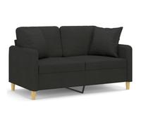 YUTAASU Divano a 2 posti dal design moderno con cuscino decorativo, 120 cm, tessuto nero, seduta e cuscino per lo schienale imbottiti, struttura in metallo stabile, imbottitura in cotone PP inclusa