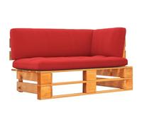 YUTAASU Divano angolare in pallet in legno di pino impregnato marrone miele, divano da giardino modulare con cuscino per terrazza e giardino, divano in legno resistente come parte di un set lounge o