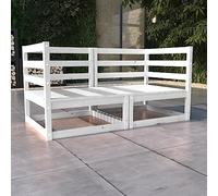 YUTAASU Divano da giardino a 2 posti, bianco in legno massello di pino, robusto e stabile, divano modulare in legno per un design flessibile degli ambienti, mobili da terrazza con impermeabilità