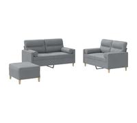 YUTAASU Divano in 3 pezzi con cuscini in tessuto resistente di colore grigio chiaro, include poggiapiedi e cuscino a rotelle per un maggiore comfort quando si è seduti o sdraiati