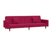 YUTAASU Divano letto a 2 posti con 2 cuscini, in velluto rosso vino, funzione 2 in 1 come divano e letto, con schienali regolabili, struttura in legno stabile, versatile, per soggiorno e camera degli