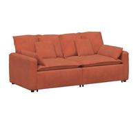 YUTAASU Divano modulare a due pezzi con cuscino, struttura in metallo e braccioli in legno rosso arancione per un design flessibile degli ambienti