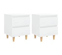 YUTAASU Elegante comodino scandinavo con gambe in legno di pino e due cassetti, facile da pulire e robusto, ideale come tavolino per riporre in ordine