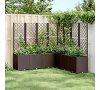 YUTAASU Fioriera da Giardino con Traliccio in Polipropilene Resistente, 7 Moduli Combinabili per Piante Rampicanti, Design in Rattan Marrone, 160x160x140 cm per Orto