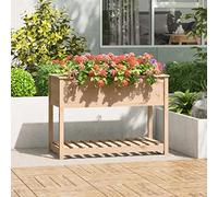 YUTAASU Fioriera in Legno Massello di Pino 111.5x54x81 cm per Orto Giardino, Vassoio Profondo per Piante Aromatiche e Fiori, Mensola Pratica per Accessori, Struttura