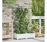 YUTAASU Fioriera Moderna Bianca con Trellis Regolabile in Rattan Sintetico per Piante Rampicanti, Design Salvaspazio 80x40x126 cm per Balcone Giardino Interno Esterno,