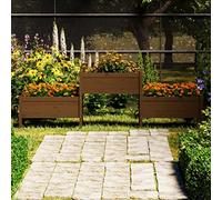 YUTAASU Fioriera Rialzata in Legno Massello di Pino con 3 Vasi, Design Stabile per Semina di Verdure, Erbe Aromatiche e Piante, Ideale per Soggiorno, Balcone e Patio,