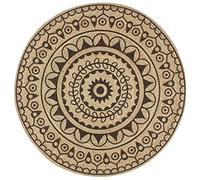 YUTAASU Hand-Woven Jute Area Rug with Modern Floral Pattern, 120cm Round Natural Fiber Floor Mat for Boho Home Decor, Durable and Low Maintenance