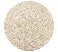 YUTAASU Handwoven Jute and Cotton Area Rug, 90cm Round Natural White Floor Mat, Low Maintenance Handcrafted Textured Weave, Soft Durable Eco-Friendly Carpet for Indoor