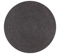 YUTAASU Handwoven Jute Area Rug, 150cm Round Natural Fiber Floor Mat, Dark Gray Braided Texture, Handcrafted by Artisans, Low Maintenance Durable Weave for Indoor Use