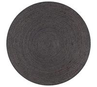 YUTAASU Handwoven Jute Area Rug, 90cm Round Natural Fiber Floor Mat, Dark Grey Braided Texture, Low Maintenance Durable Weaving, Handcrafted Home Decor