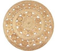 YUTAASU Handwoven Jute Round Area Rug, 120cm Natural Fiber Floor Mat, Handcrafted Braided Textured Design for Boho Home Decor, Durable & Low Maintenance