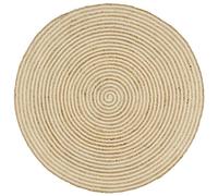 YUTAASU Handwoven Jute Spiral Area Rug, 120cm Natural White Design, 50% Jute 50% Cotton, Low-Maintenance Floor Mat, Soft Textured Decor for Modern Interiors