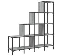 YUTAASU Libreria a forma di scala con scomparti aperti e piedini regolabili in nero, dimensioni 92 x 30 x 102 cm, in legno e metallo