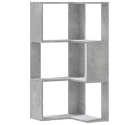 YUTAASU Libreria angolare a 3 ripiani, grigio cemento, 50 x 50 x 102 cm, in legno per un uso efficiente dello spazio