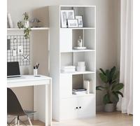 YUTAASU Libreria bianca, 70 x 36 x 189 cm, in legno con più scomparti, molto spazio per libri e decorazioni, versatile come divisorio, superficie facile da pulire