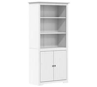 YUTAASU Libreria BODO dal design francese in legno massello di pino con maniglie e ante in metallo e 3 scomparti aperti e 2 chiusi