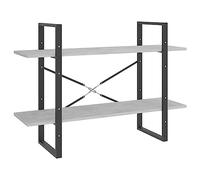 YUTAASU Libreria con 2 ripiani, colore grigio cemento, in legno composito, scaffale a 2 scomparti, 100 x 30 x 70 cm, con due ripiani in materiale robusto per libri