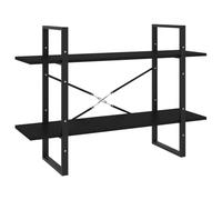 YUTAASU Libreria con 2 scomparti in legno nero, scaffale a 2 scomparti, 100 x 30 x 70 cm, con due ripiani in robusto per libri e decorazioni