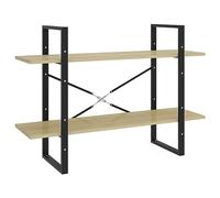 YUTAASU Libreria con 2 scomparti in legno nero, scaffale a 2 scomparti, 100 x 30 x 70 cm, con due ripiani in materiale robusto per libri